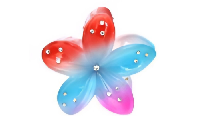 Red & Blue Gradient Flower Hair Clip