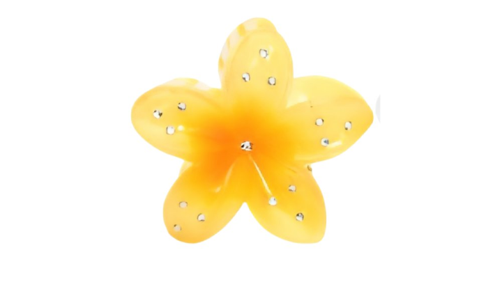 Yellow Flower Hair Clip with Rhinestones
