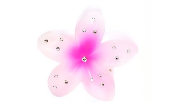 Pink Flower Hair Clip with Rhinestones