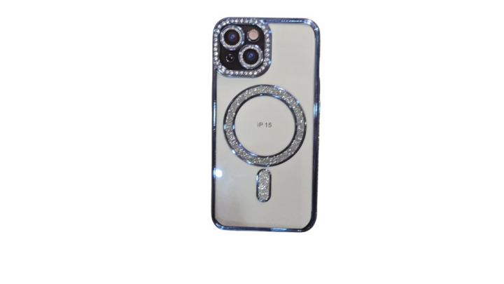Blue Glitter MagSafe Case with Rhinestone Camera Protector iphone 15