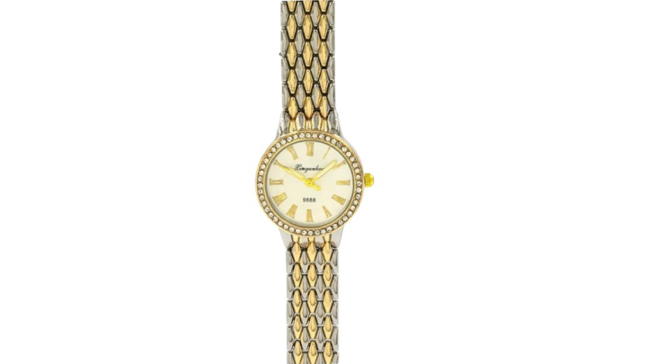 Classic Two-Tone Stainless Steel Ladies Watch with Crystal Bezel