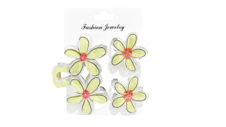Flower Hair Clip Set – Yellow & White