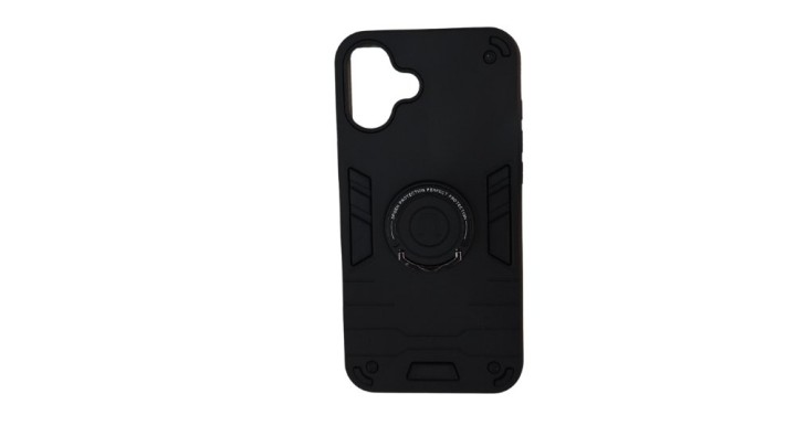 Black Rugged Armor iPhone 16+ Case with Kickstand Ring