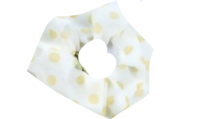 White Scrunchie with Yellow Polka Dots