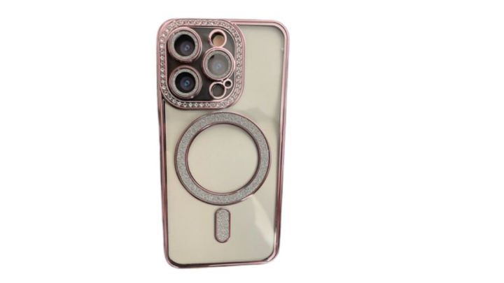 Pink Glitter MagSafe Case with Rhinestone Camera Protector iphone 15pro