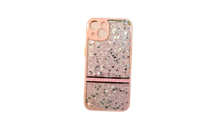 Clear Phone Case with Pink Frame & Glitter