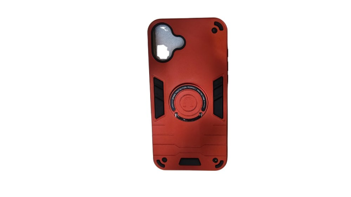 Red Rugged Armor iPhone 16+ Case with Kickstand Ring