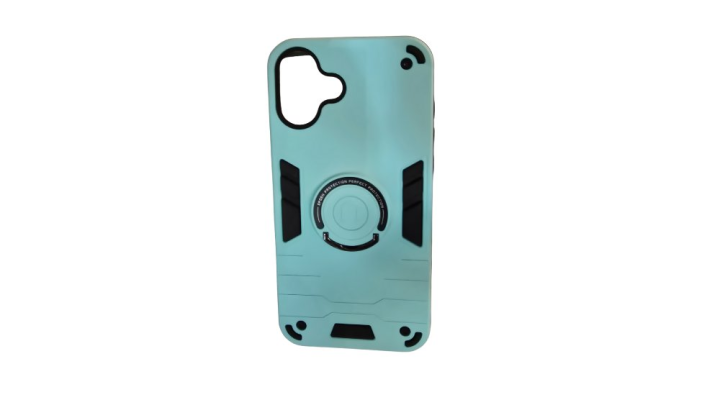 Light blue Rugged Armor iPhone 16+ Case with Kickstand Ring