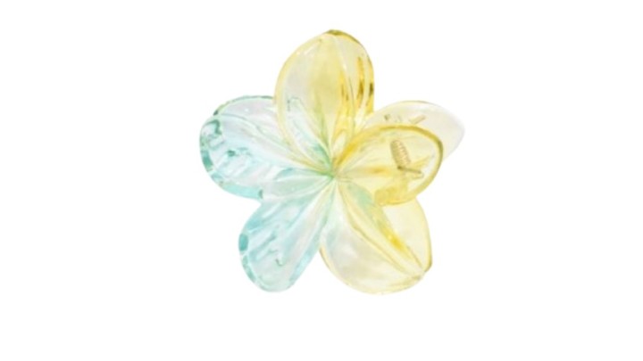 Transparent Flower Hair Clip – Yellow & Green Ombre