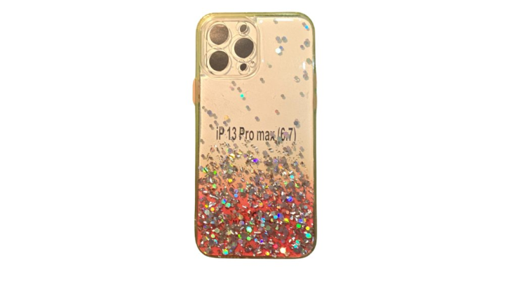 Clear Phone Case with red Frame & Glitter