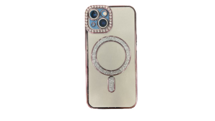 Pink Glitter MagSafe Case with Rhinestone Camera Protector iphone 15+