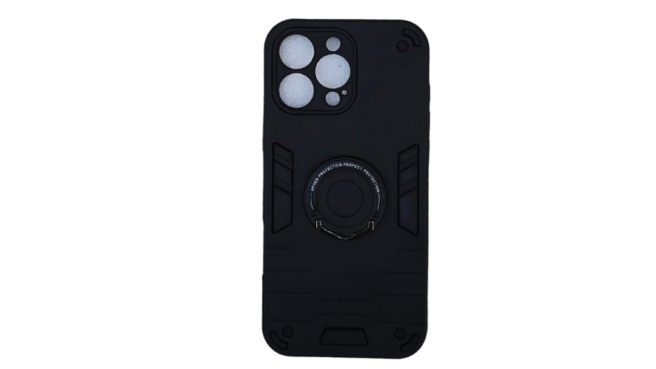 Black Rugged Armor iPhone 15 pro maxCase with Kickstand Ring