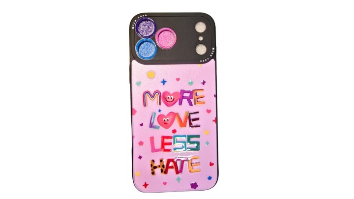 More Love Less Hate – iPhone 17 pro maxGlitter Camera Case