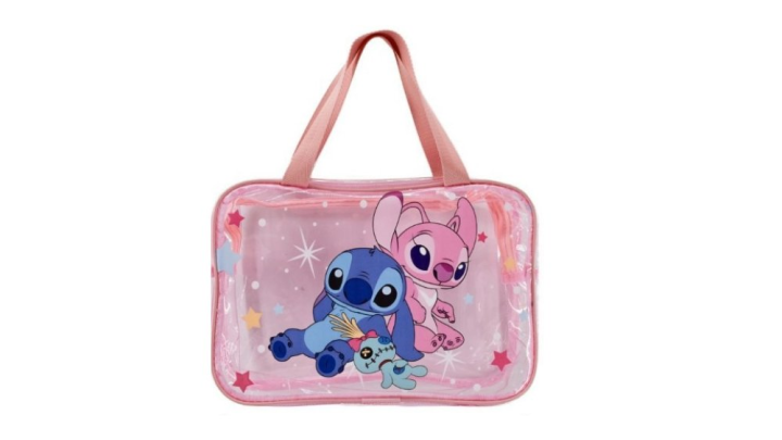 Stitch & Angel Transparent Tote Bag – Pink Love Story Edition