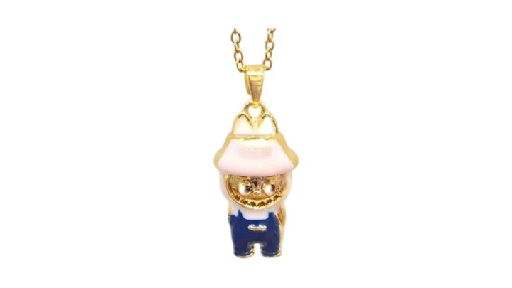 💛 Labubu Necklace (Pink Hat – Gold)