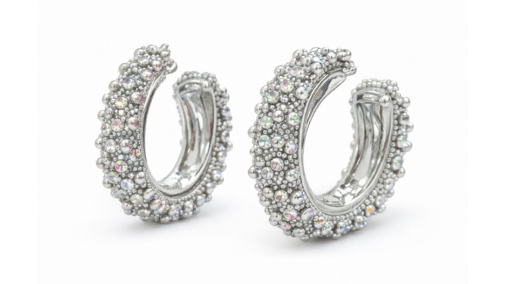 Crystal Pavé Stainless Steel Hoop Earrings – Multicolor Collection