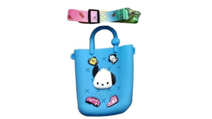 Kawaii Silicone Crossbody Bag with Pochacco Design & Charms