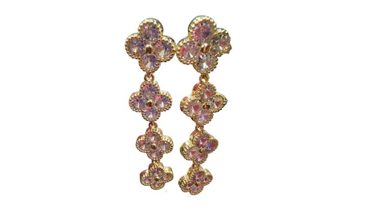 Gold Flower Cascade Drop Earrings