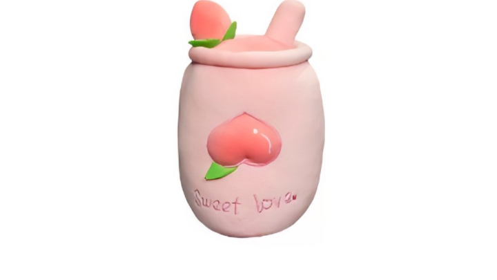 Peach Bubble Tea Plush Toy – “Sweet Love”