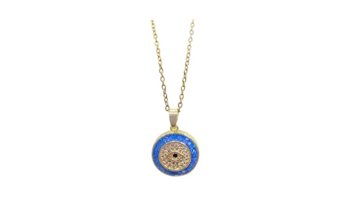 🟡 Blue Evil Eye Necklace (Gold) – Stainless Steel