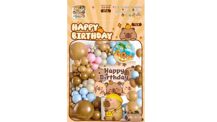 Capybara Balloon Decoration Set – Happy Birthday (113+ pcs)