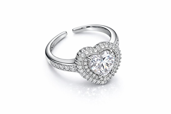 Silver Stainless Steel Ring with Clear Oval Crystal