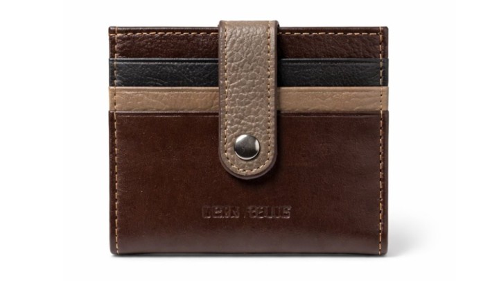 Genuine Leather Multi-Color Card Wallet with Snap Closure