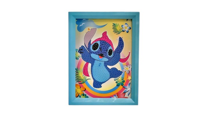 Blue Stitch Diamond Painting Kit – Rainbow Dance Design with Frame