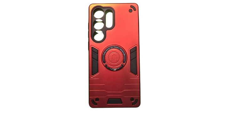Red Rugged Armor Samsung S24+ Case with Kickstand Ring
