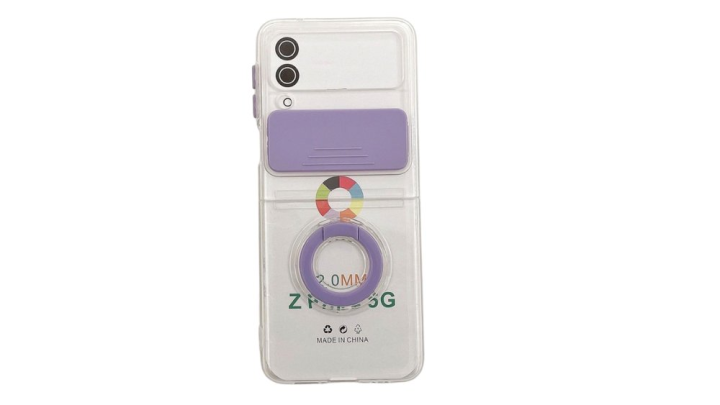 Clear Case with blue Ring Holder & Stand for Samsung Galaxy Z Flip4