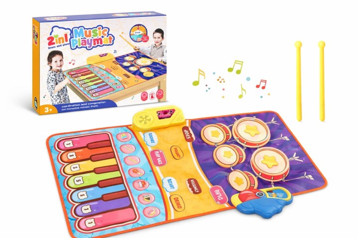 2-in-1 Kids Music Play Mat – Piano & Drum Interactive Mat