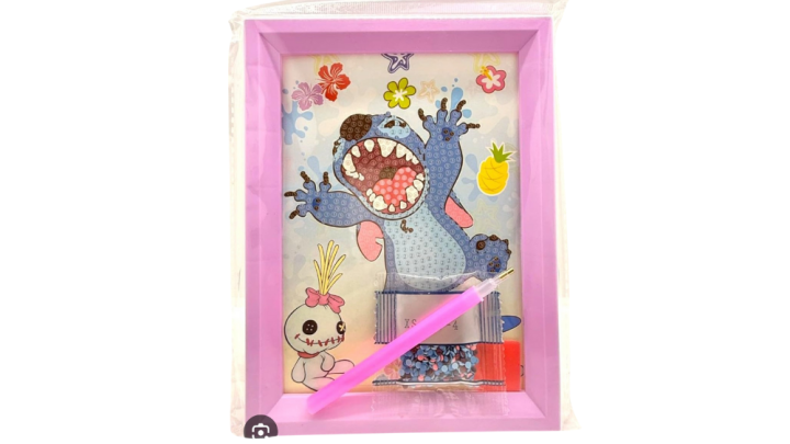 Pink Stitch Diamond Painting Kit – Scary Face Design with Frame