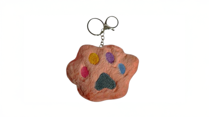 🐾 Paw Print Plush Keychain – Cute Furry Accessory