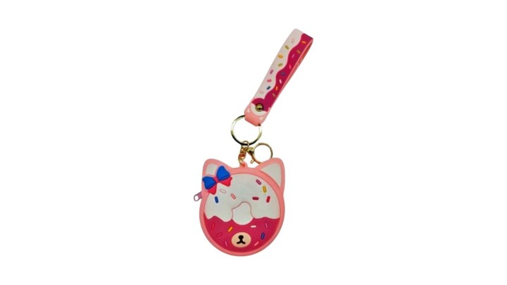 Pink Donut Cat Coin Purse Keychain