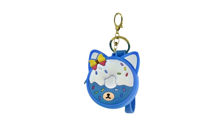 Blue Donut Cat Coin Purse Keychain