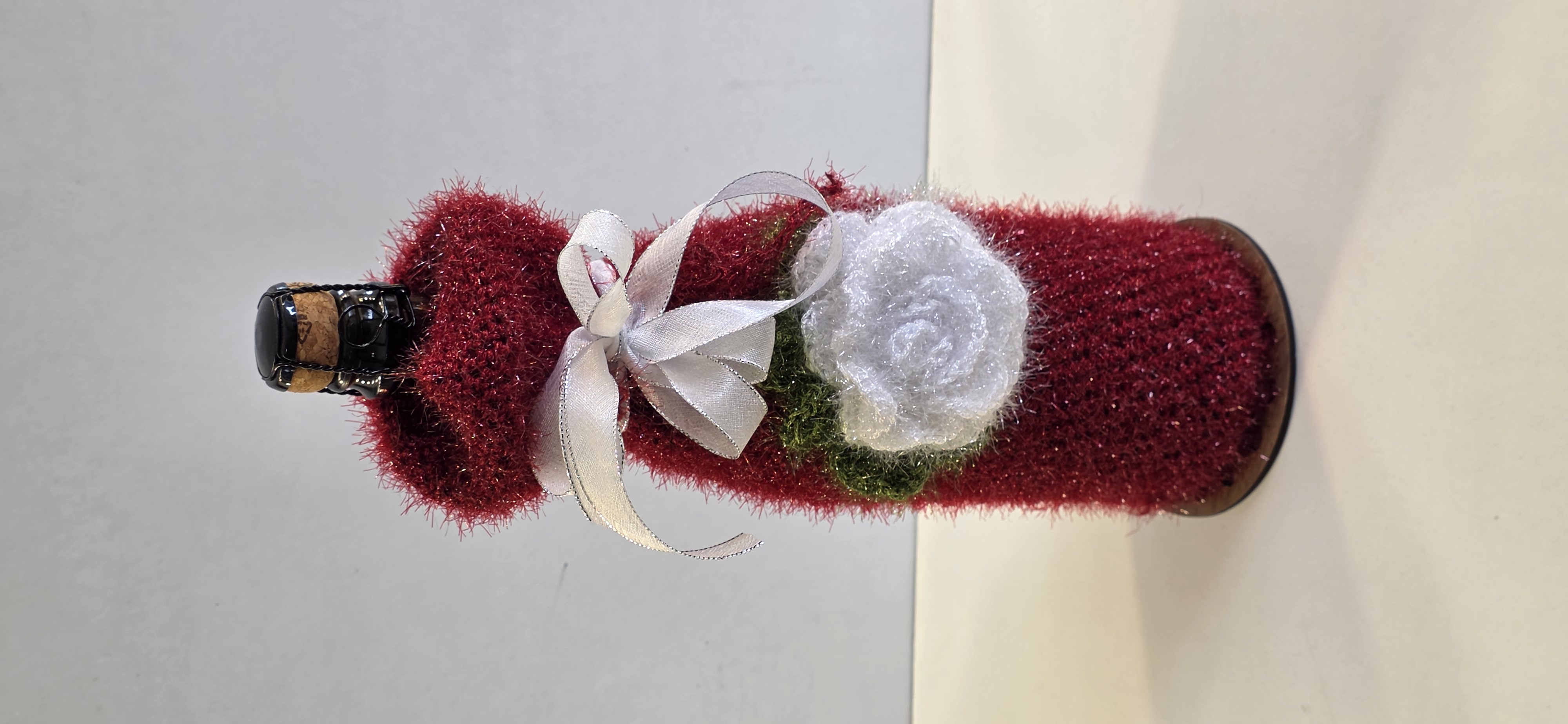Hand Made Knitting Bottle Cover With Wine