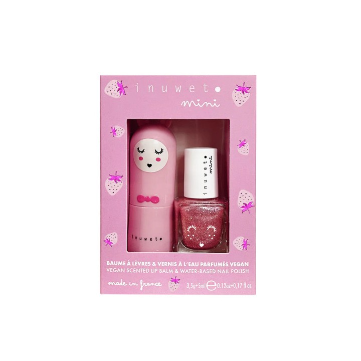 Set Pink Lip Balm And Nail Polish