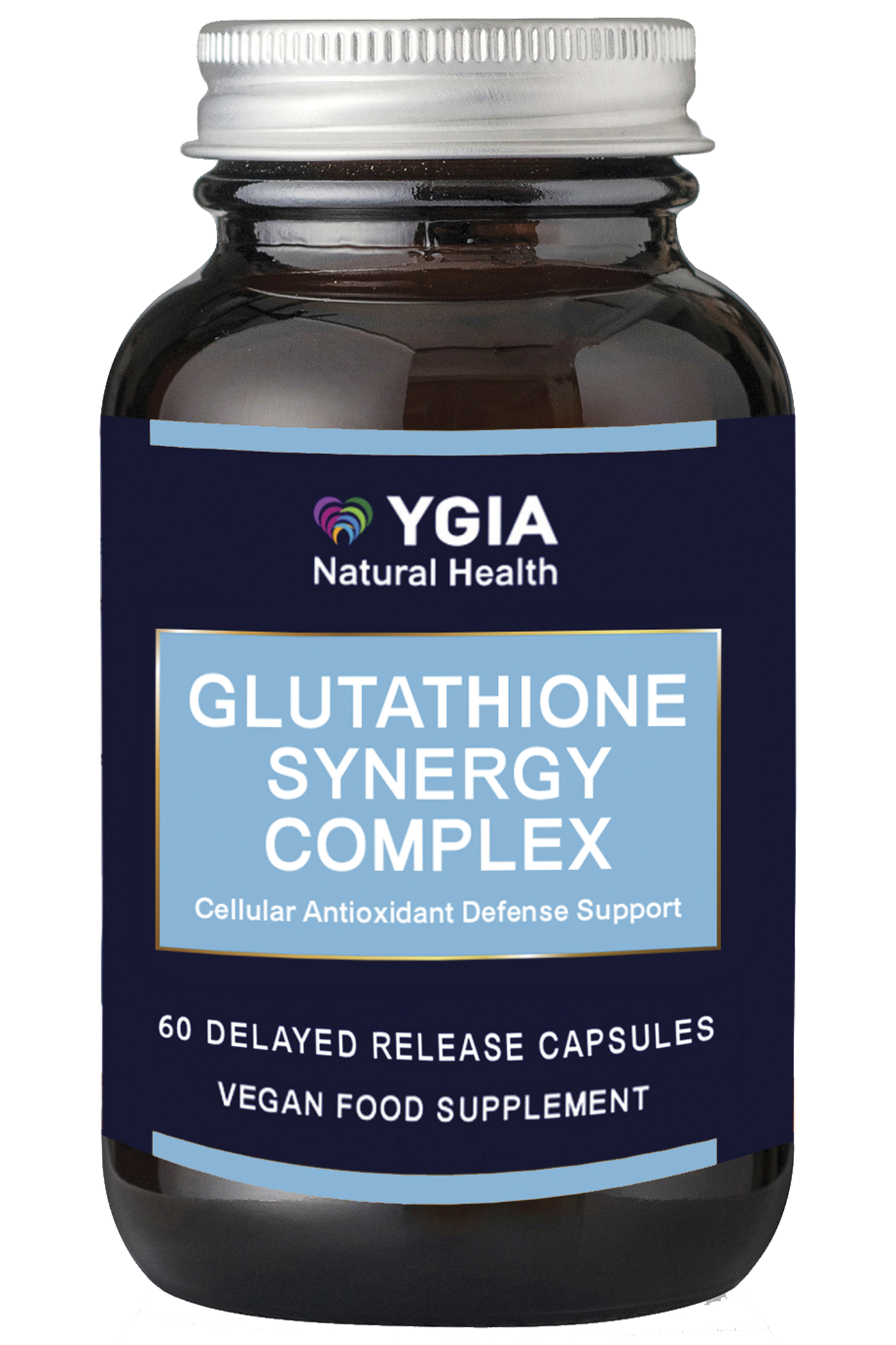 Glutathione Synergy Complex:Antioxidant Defense and Cellular Energy ♦ 60 Slow Release  Veg Caps X 500mg  ♦ Amber Glass Bottles ♦ 100% Natural ♦ Non-GMO ♦ Gluten & Dairy Free ♦ No Additives