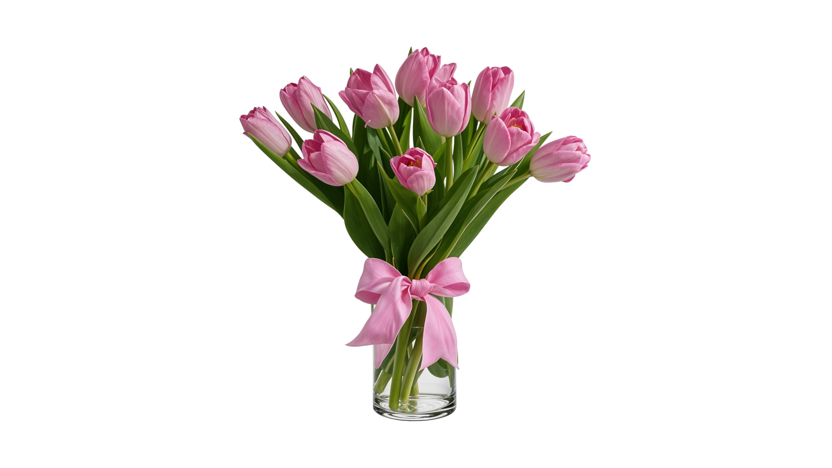 40 tulips in a vase. Whatever colour is available