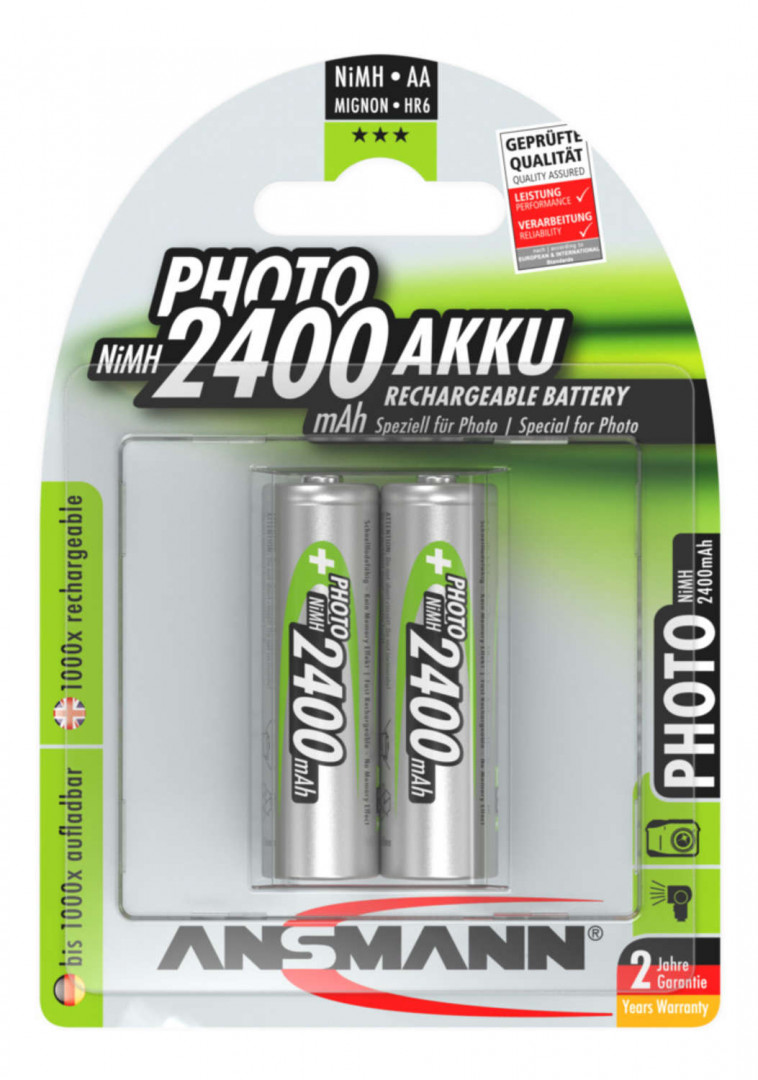ANSMANN Mignon - AA size - 2 Pack NiMH - 2400mAh, Photo