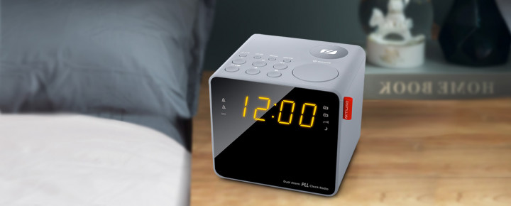 Dual Alarm Clock LED Display Grey