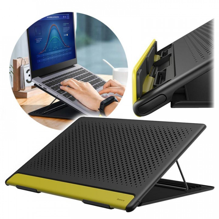 Baseus MacBook and Laptop Lets go Mesh Portable Stand between 1116 inch Gray/Yellow