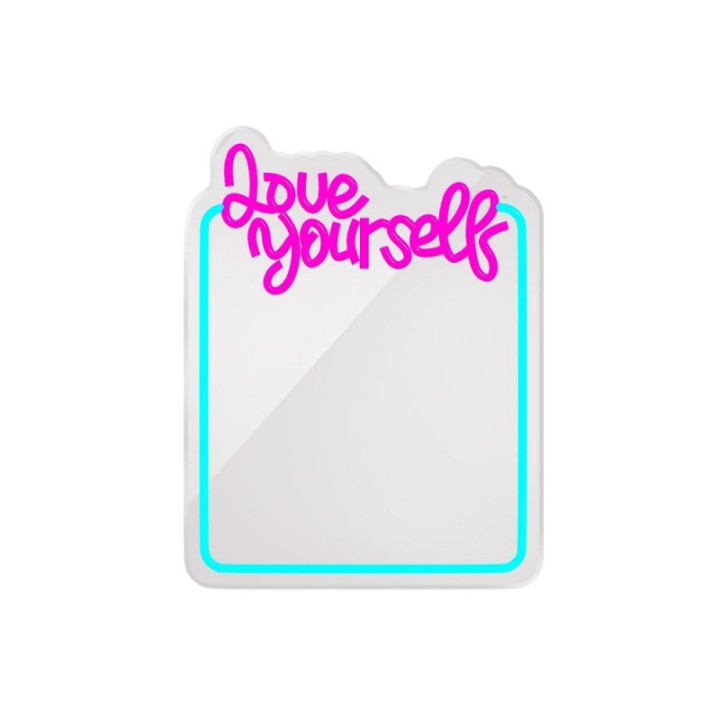 Forever Light Neon MIRROR LED LOVE YOURSELF turquoise pink FMNE01