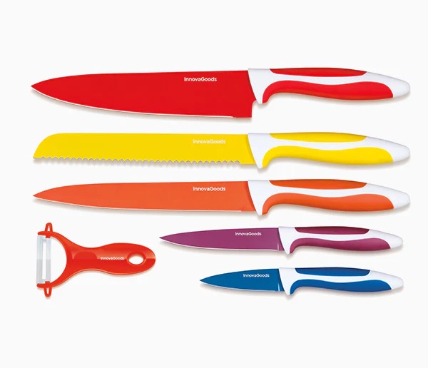 Set of Ceramic Coated Knives with Peeler Knoolvs InnovaGoods