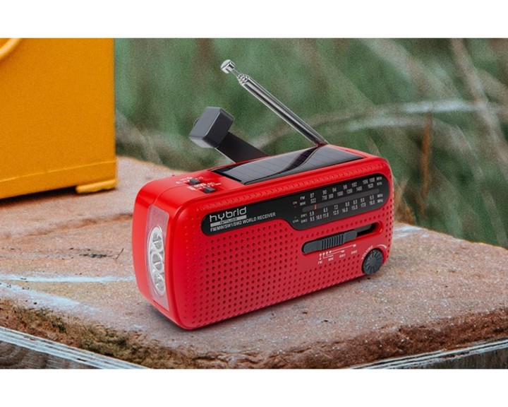 Muse MH-07 Red Portable Radio FM Solar-Dynamo, Red