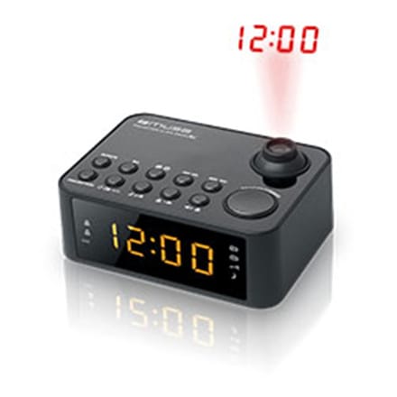 Dual Alarm Clock Projection Display Black