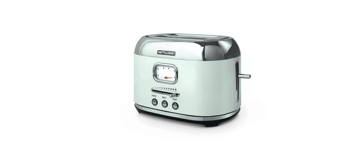 Muse 2 Slice Retro Stainless Steel Toaster 1000W Green