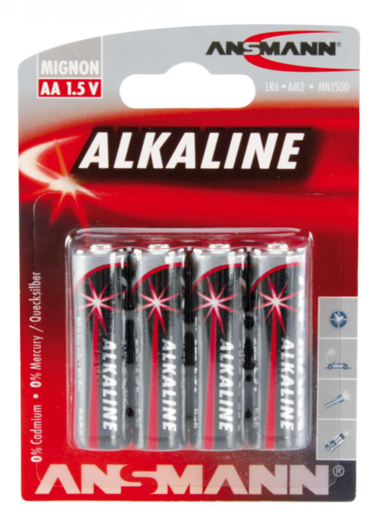 ANSMANN Mignon - AA size - Pack of4, non- rechargable Batteries,Red Like Alkaline Range