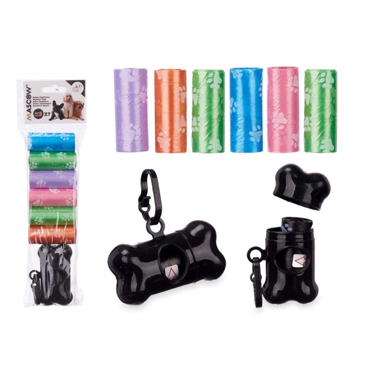 MASCOW Set of 7 rolls pet bag dispenser 15pcs.