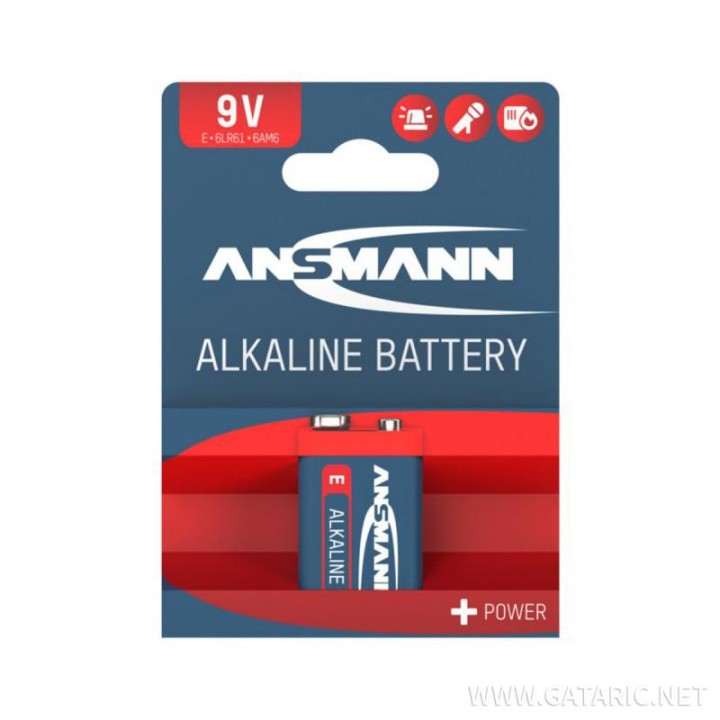 ANSMANN 9V E-Block - Pack of 1.Non Rechargable Batteries,Red Line Alkaline range